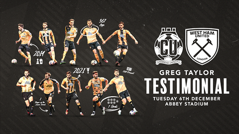 Support Greg Taylor in his Testimonial on Tuesday